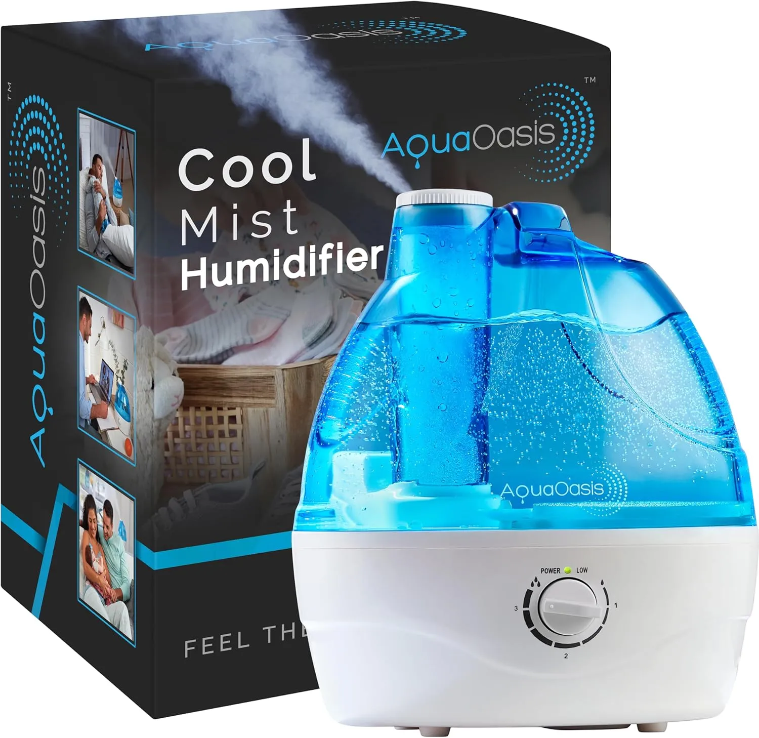AquaOasis® Cool Mist Humidifier (2.2L Water Tank) Quiet Ultrasonic Humidifier